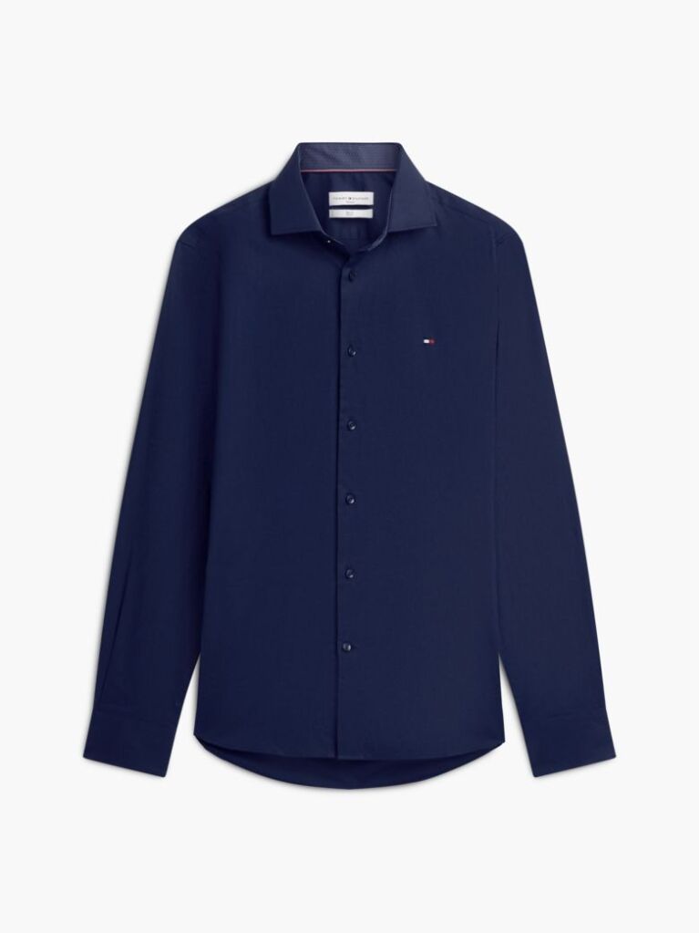 Blue Slim Cotton Shirt  Men