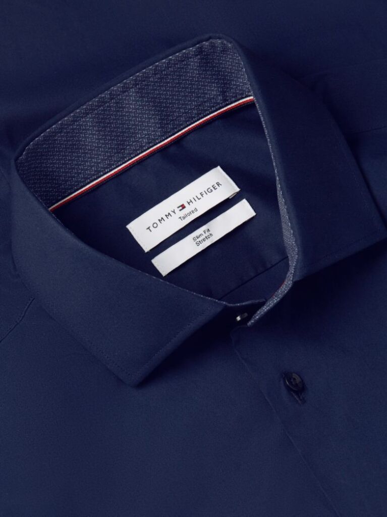 Blue Slim Cotton Shirt  Men