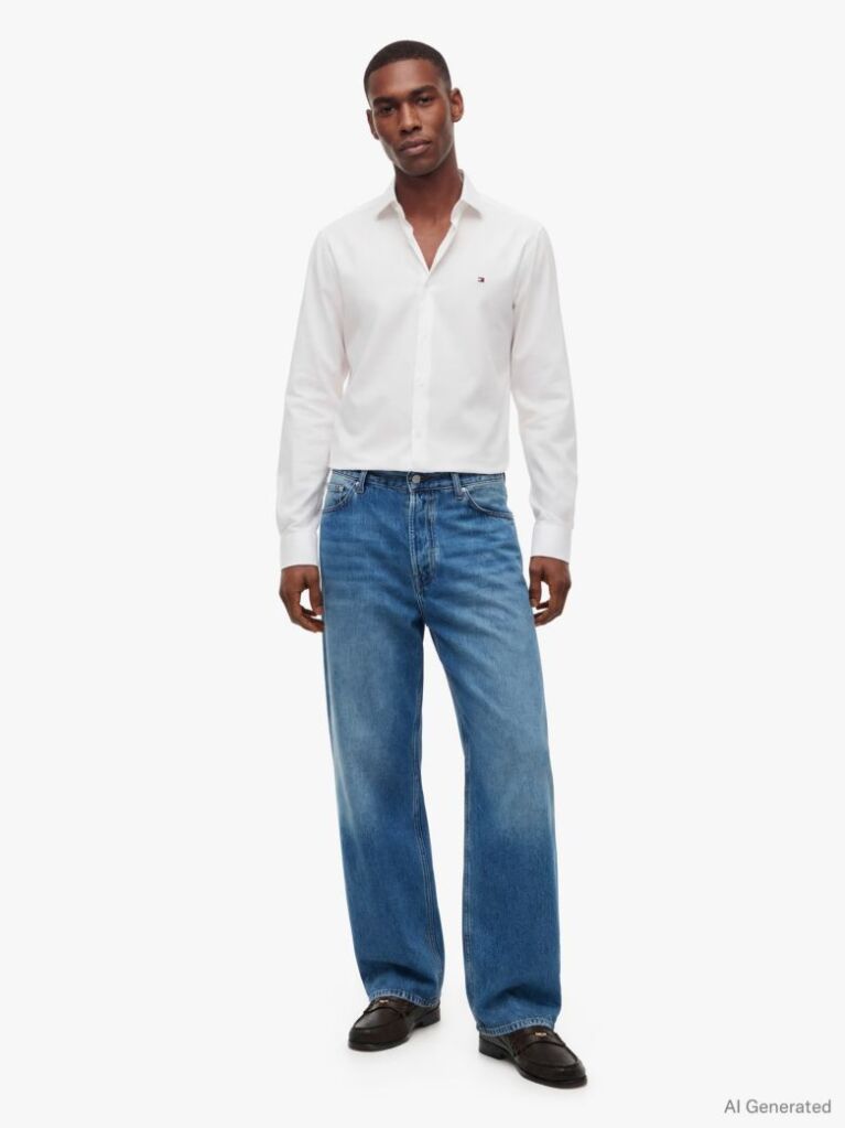 White Slim Cotton Shirt  Men