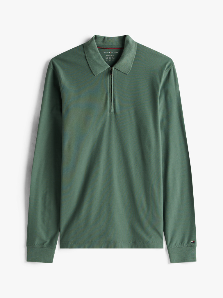 Green Performance Zip Polo Shirt  Men