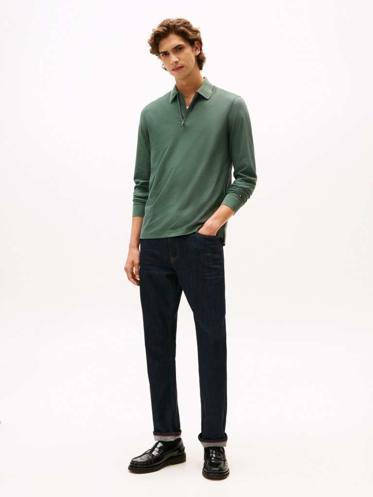 Green Performance Zip Polo Shirt  Men