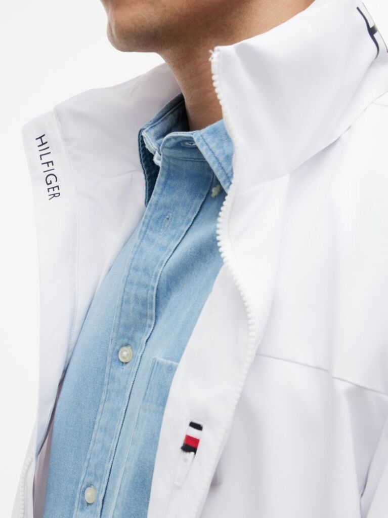 White Logo Collar Zip-Thru Jacket  Men