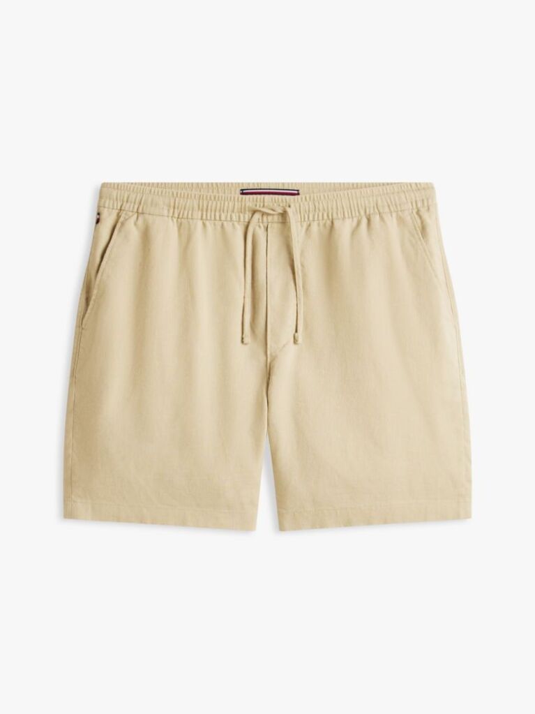 Khaki Dover Linen Blend 8" Inseam Chino Bermuda Shorts  Men