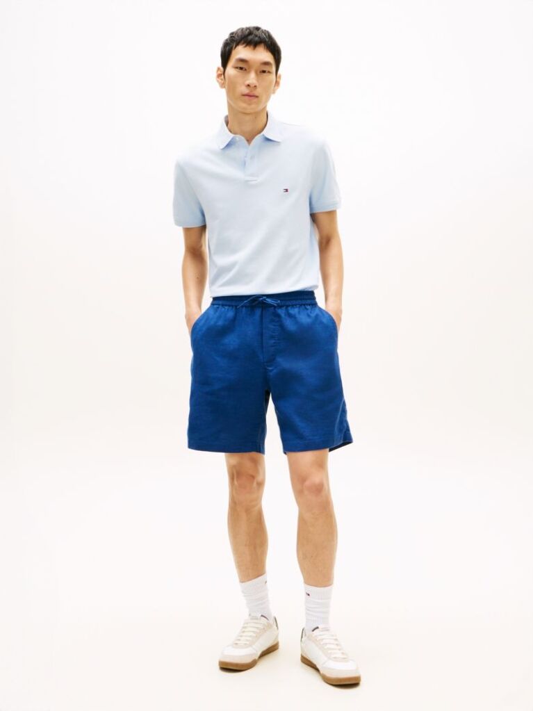 Blue Dover Linen Blend 8" Inseam Chino Bermuda Shorts  Men