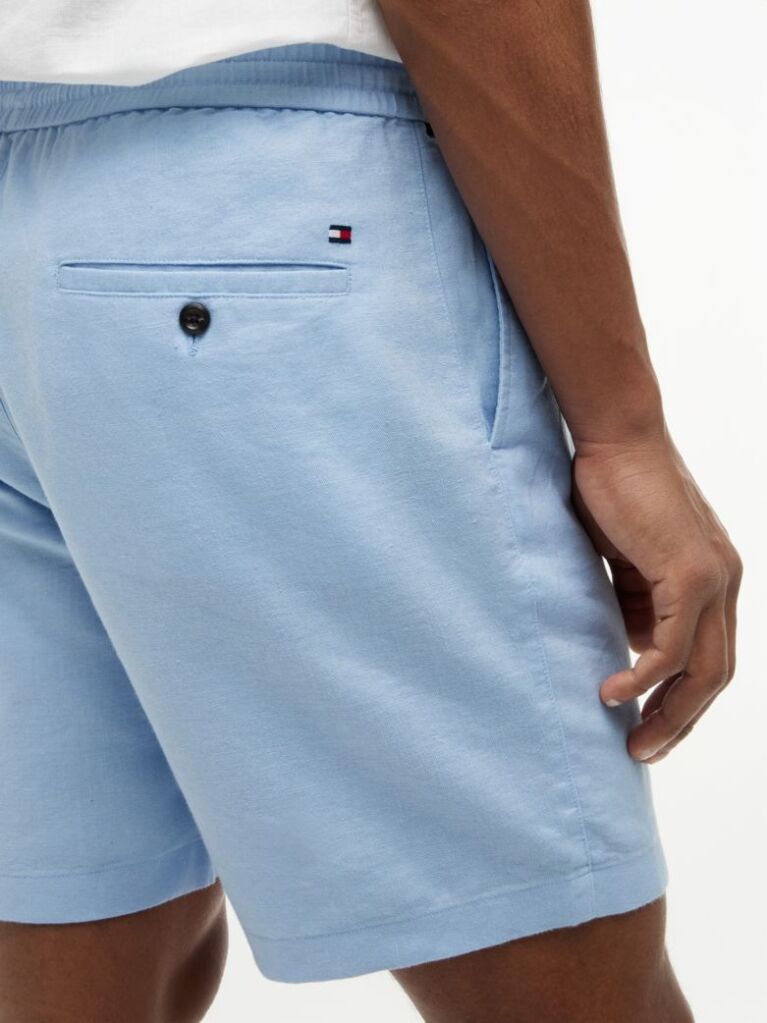 Blue Dover Linen Blend 8" Inseam Chino Bermuda Shorts  Men