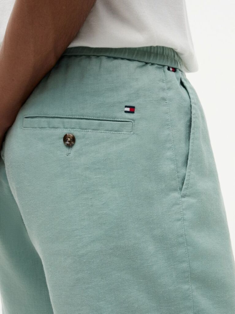 Green Dover Linen Blend 8" Inseam Chino Bermuda Shorts  Men