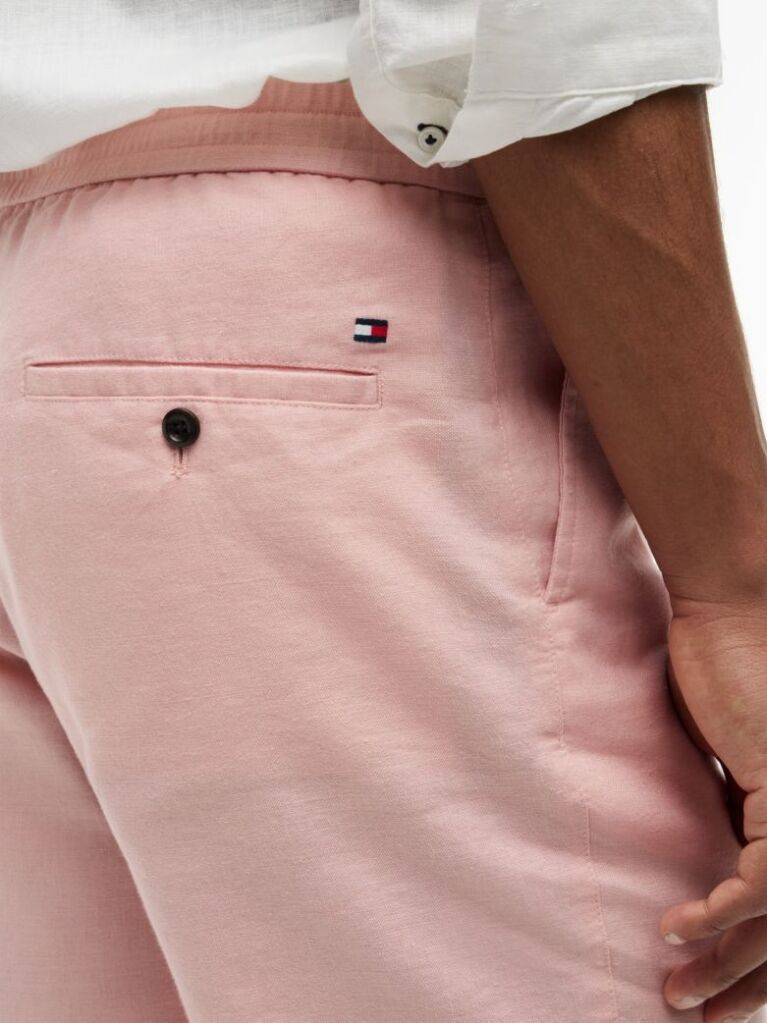 Pink Dover Linen Blend 8" Inseam Chino Bermuda Shorts  Men