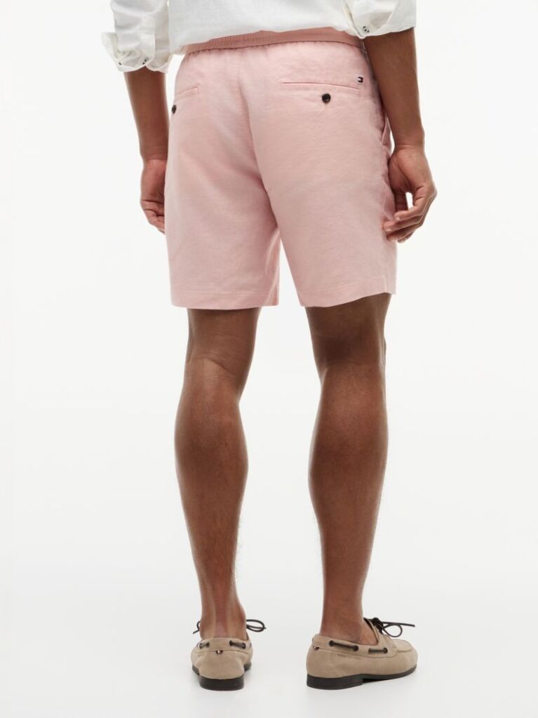 Pink Dover Linen Blend 8" Inseam Chino Bermuda Shorts  Men