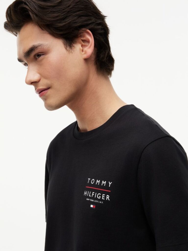 Black Logo Jersey Crew Neck T-Shirt  Men