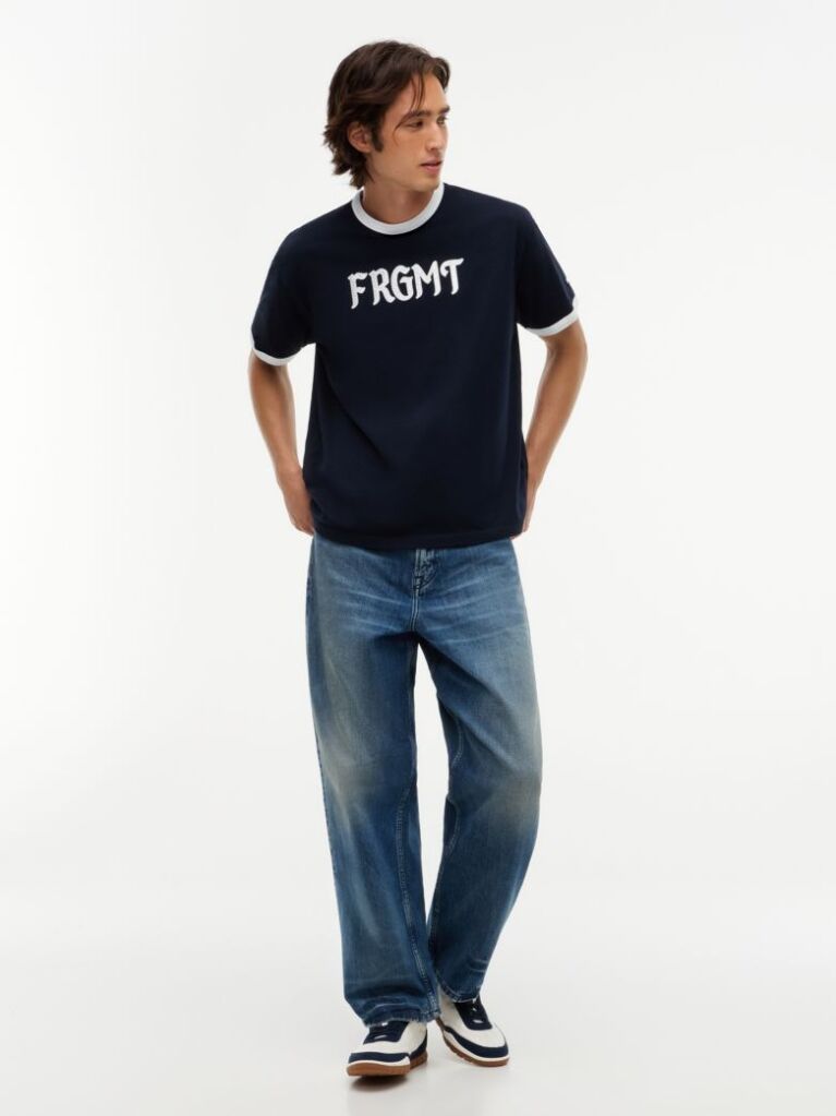 Blue Relaxed Jersey Ringer T-Shirt  Men