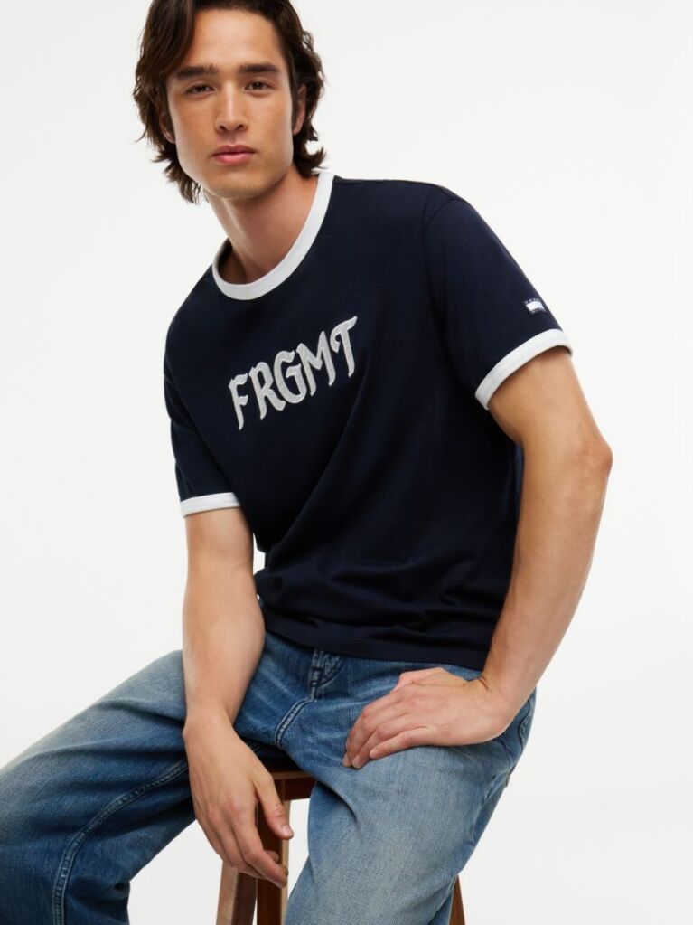 Blue Relaxed Jersey Ringer T-Shirt  Men
