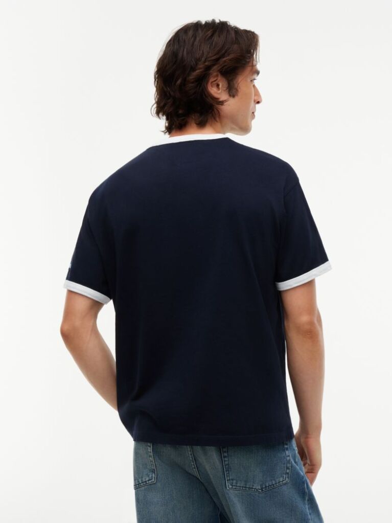 Blue Relaxed Jersey Ringer T-Shirt  Men