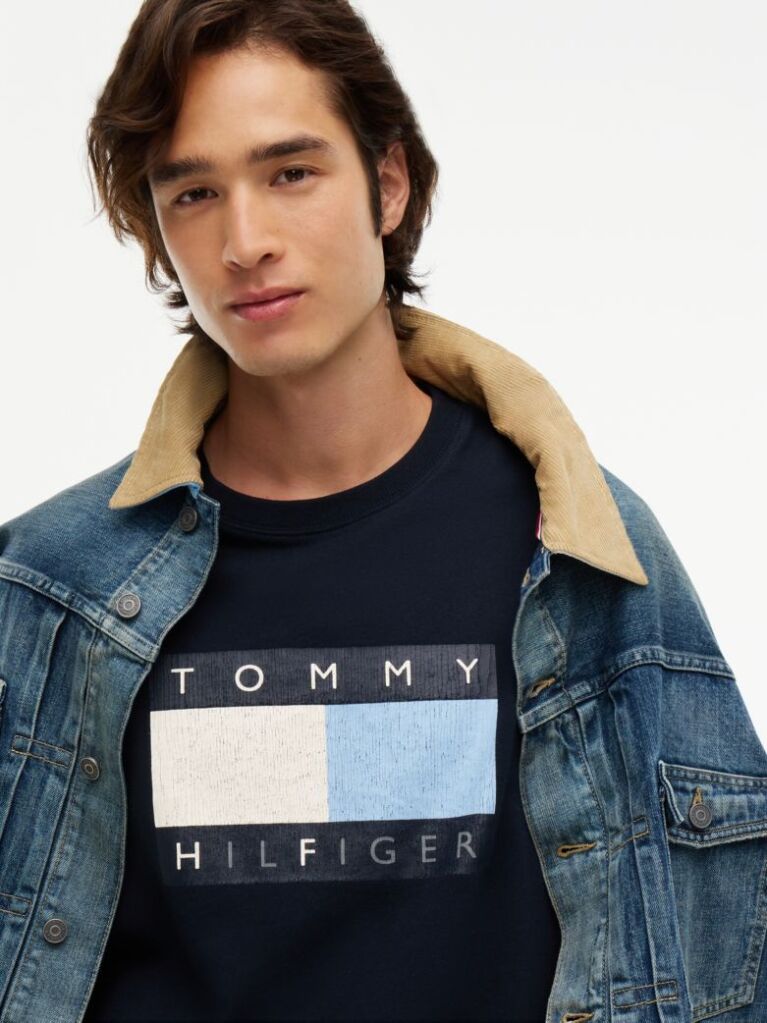Μπλε Άνετο Ξεθωριασμένο T-Shirt  Άνδρες