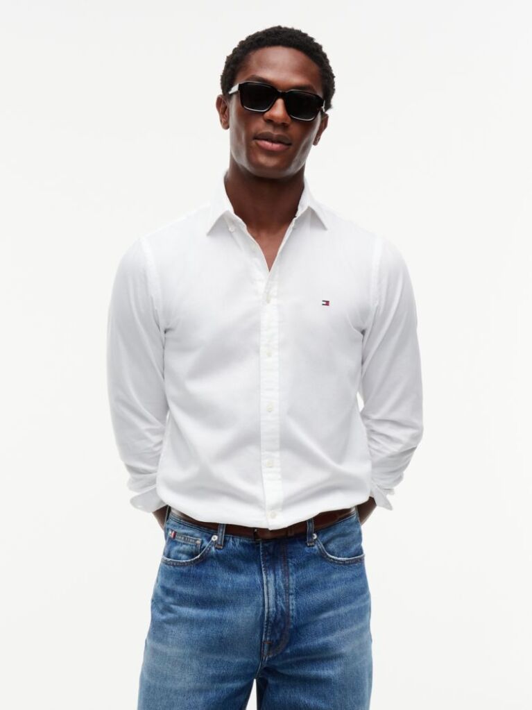 White TH Flex Slim Fit Dobby Shirt  Men