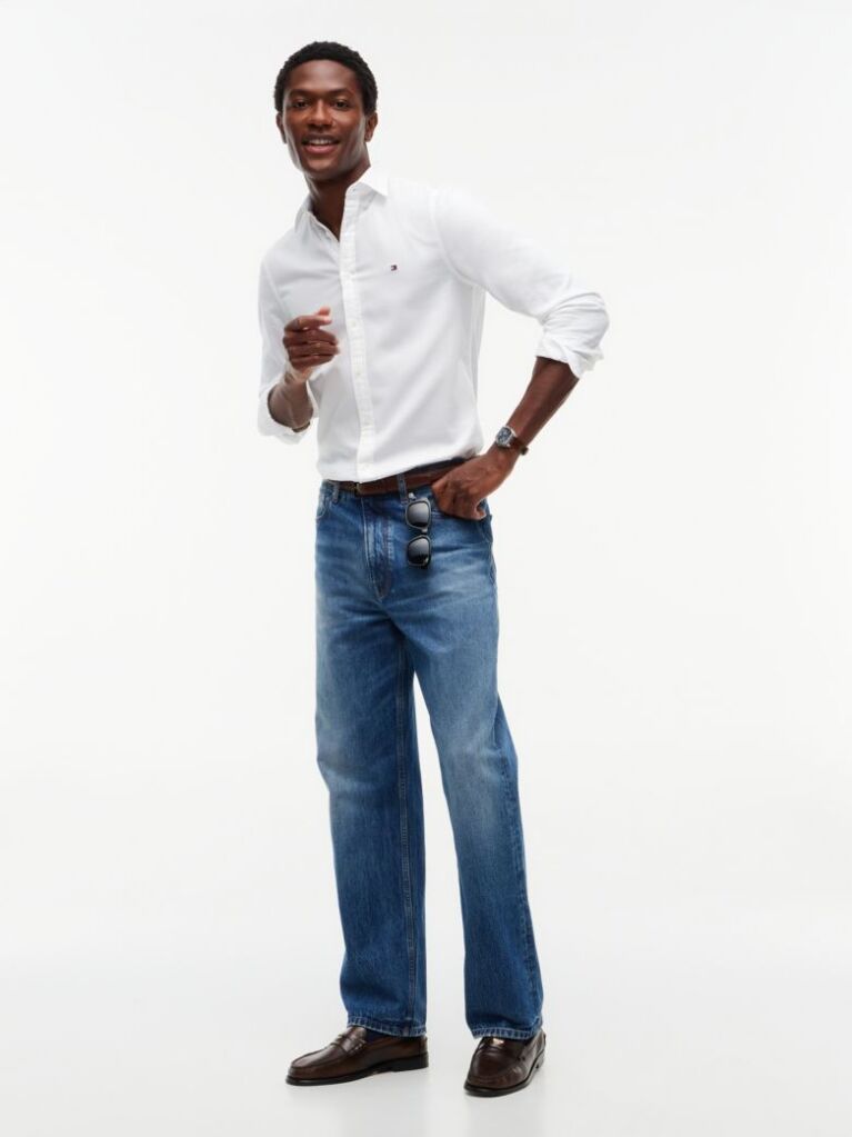 White TH Flex Slim Fit Dobby Shirt  Men