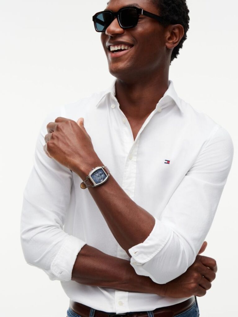 White TH Flex Slim Fit Dobby Shirt  Men