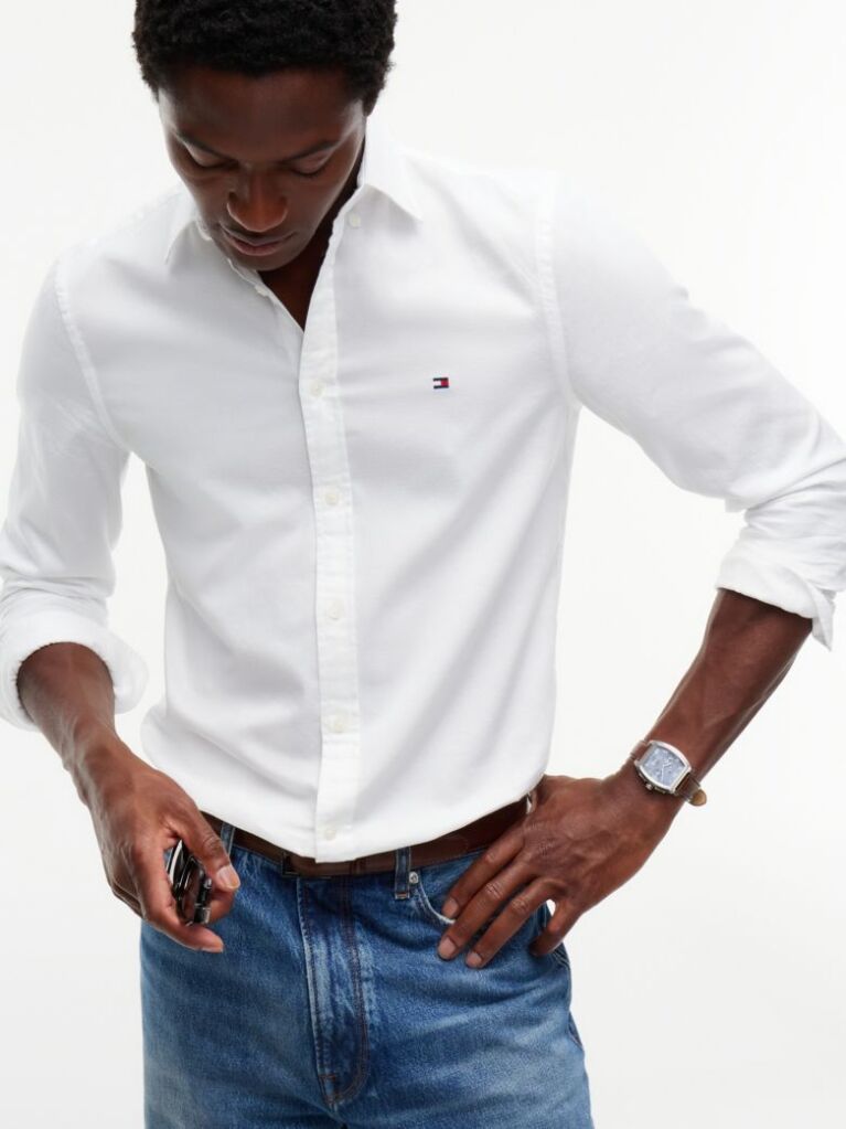 White TH Flex Slim Fit Dobby Shirt  Men