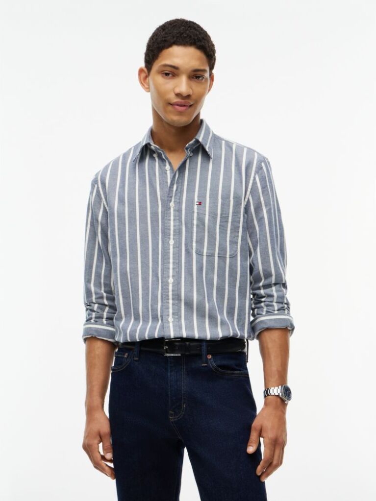 Multi Regular Fit Brushed Flannel Stripe Shirt  Men