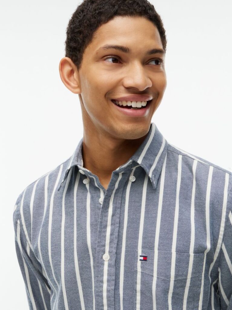 Multi Regular Fit Brushed Flannel Stripe Shirt  Men