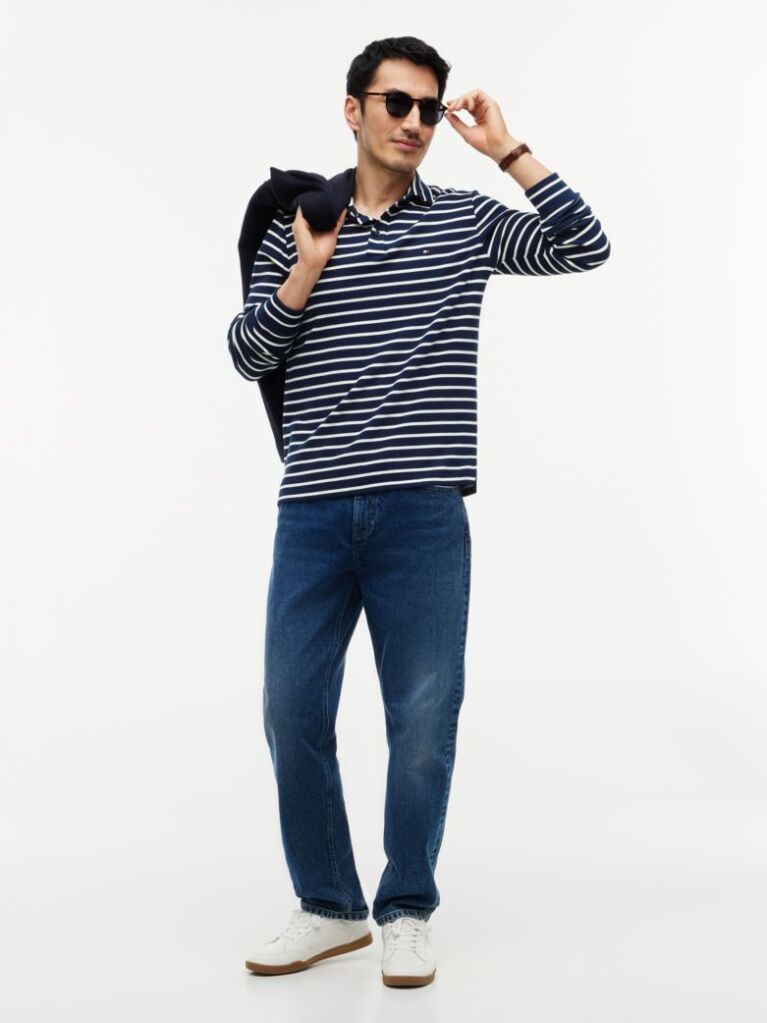 Multi Regular Waffle Long Sleeve Polo Shirt  Men