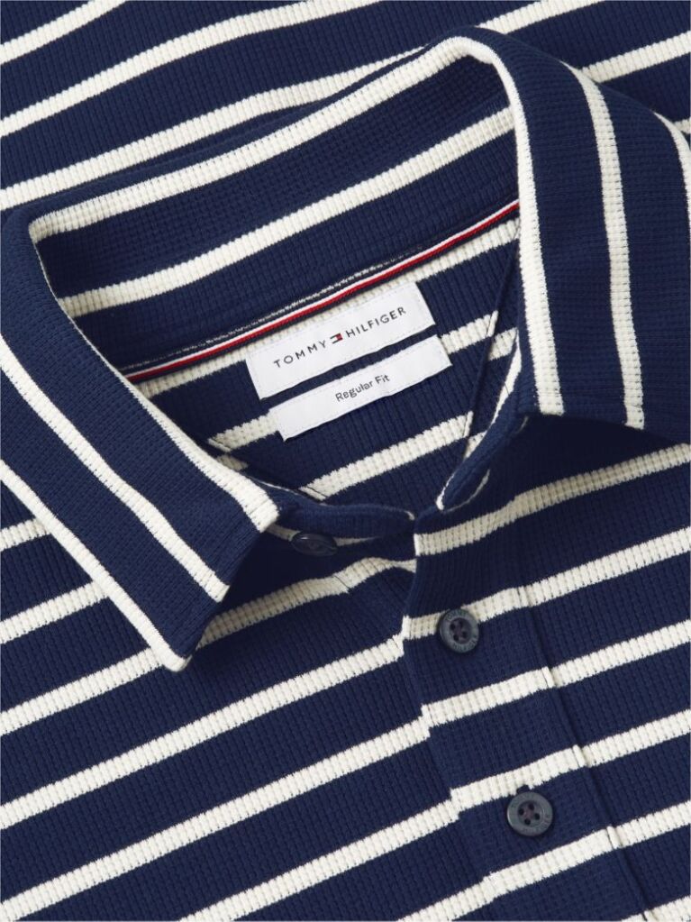 Multi Regular Waffle Long Sleeve Polo Shirt  Men