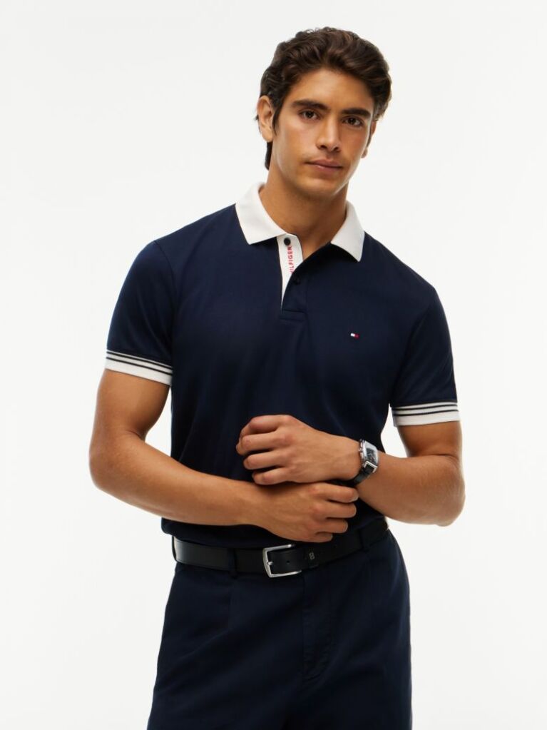 Blue Regular Fit Interlock Contrast Polo Shirt  Men