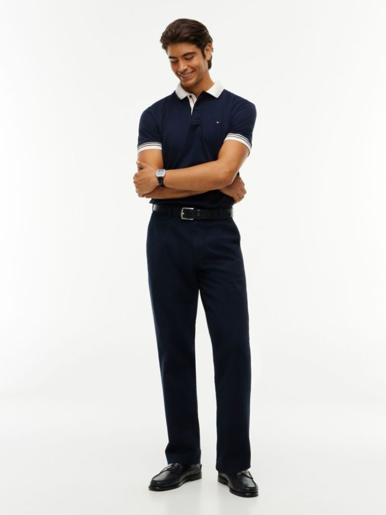Blue Regular Fit Interlock Contrast Polo Shirt  Men