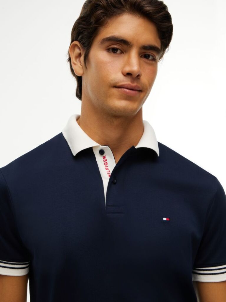 Blue Regular Fit Interlock Contrast Polo Shirt  Men