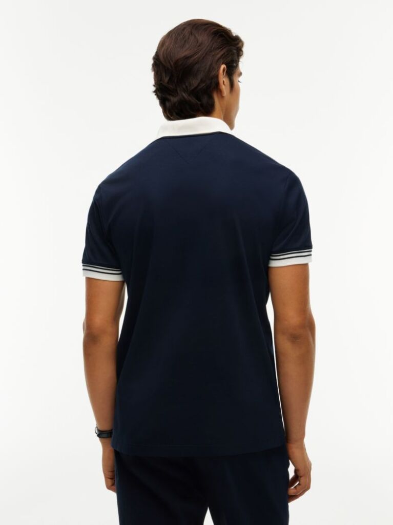 Blue Regular Fit Interlock Contrast Polo Shirt  Men