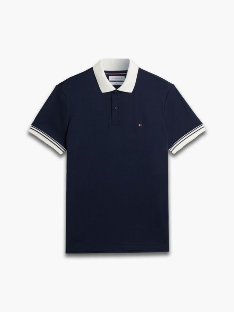 Blue Regular Fit Interlock Contrast Polo Shirt  Men