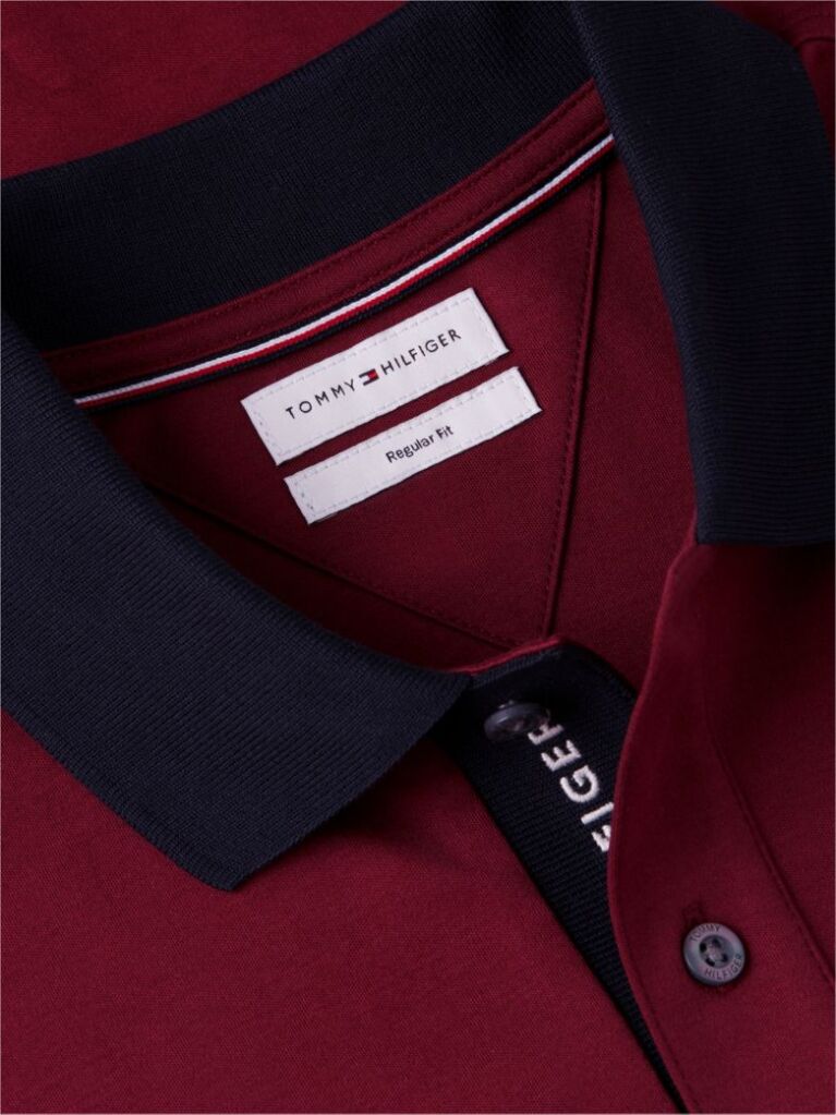 Red Regular Fit Interlock Contrast Polo Shirt  Men