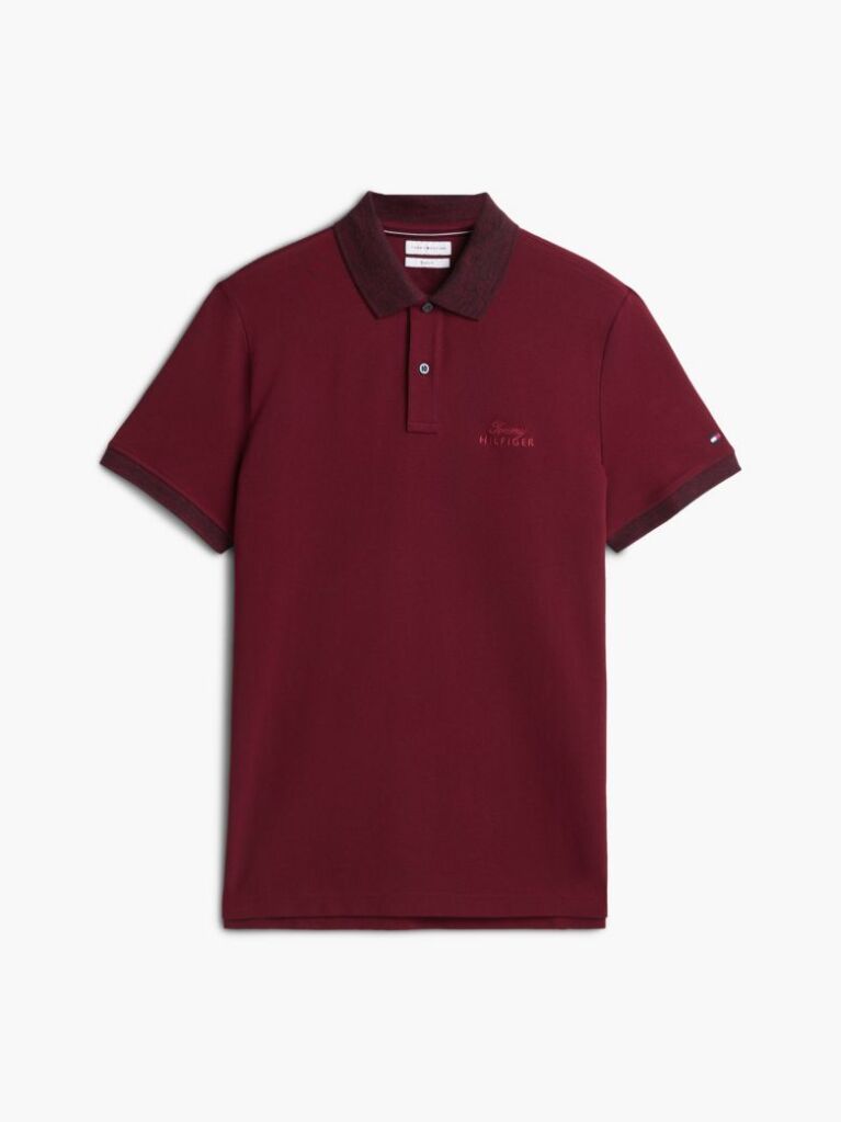 Red Regular Fit Mélange Trim Pique Polo Shirt  Men