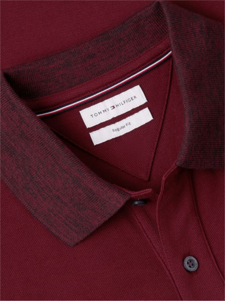 Red Regular Fit Mélange Trim Pique Polo Shirt  Men