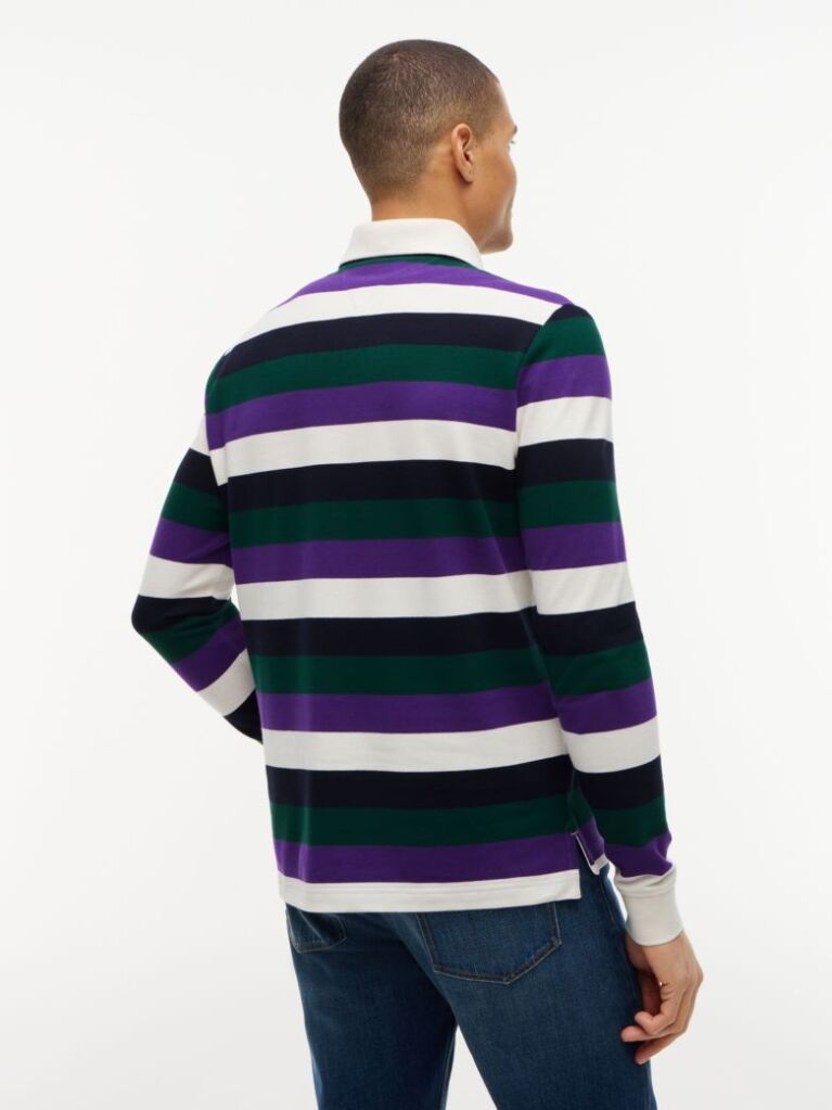 Multi Rugby Stripe Long Sleeve Polo Shirt  Men