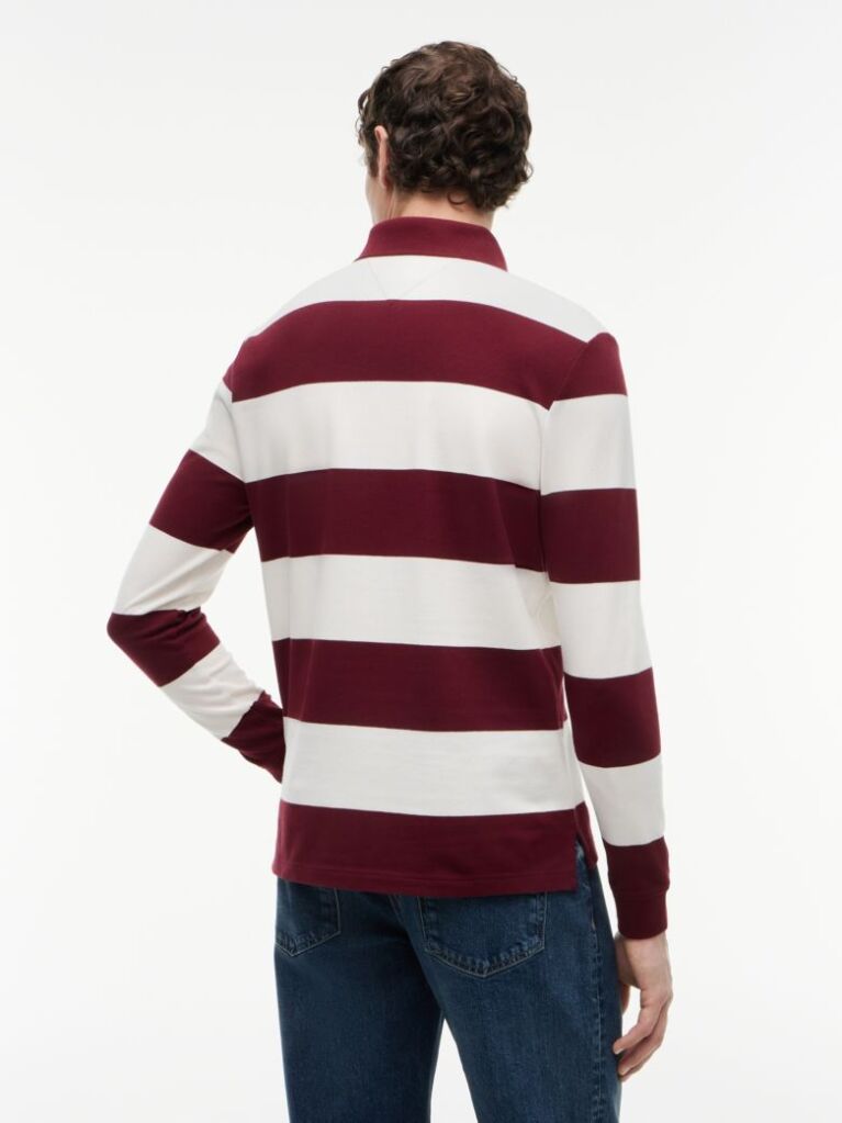 Multi Rugby Stripe Long Sleeve Polo Shirt  Men