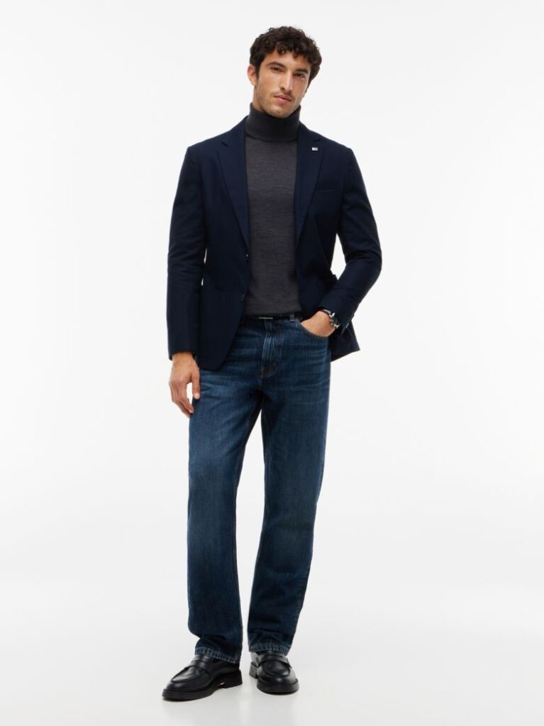 Grey New York Label Wool Roll Neck Jumper  Men