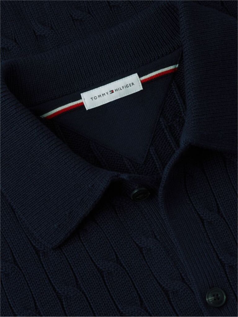 Blue Cable Knit Collared Cardigan  Men