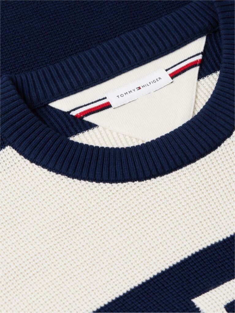 Multi Intarsia Logo Waffle Knit Relaxed Jumper  Men