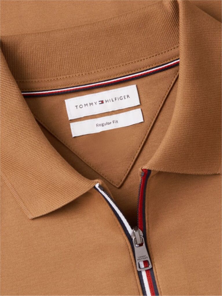 Brown Fluid Cotton Long Sleeve Polo Shirt  Men