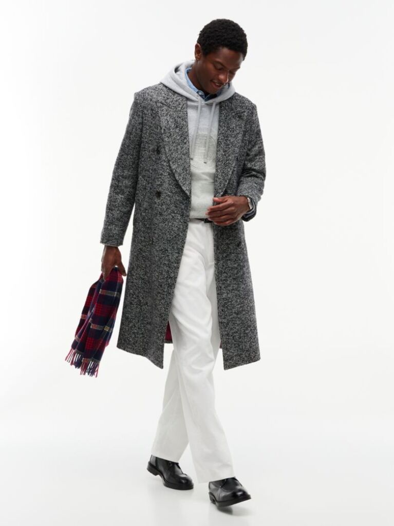 Grey New York Label Wool Blend Longline Coat  Men