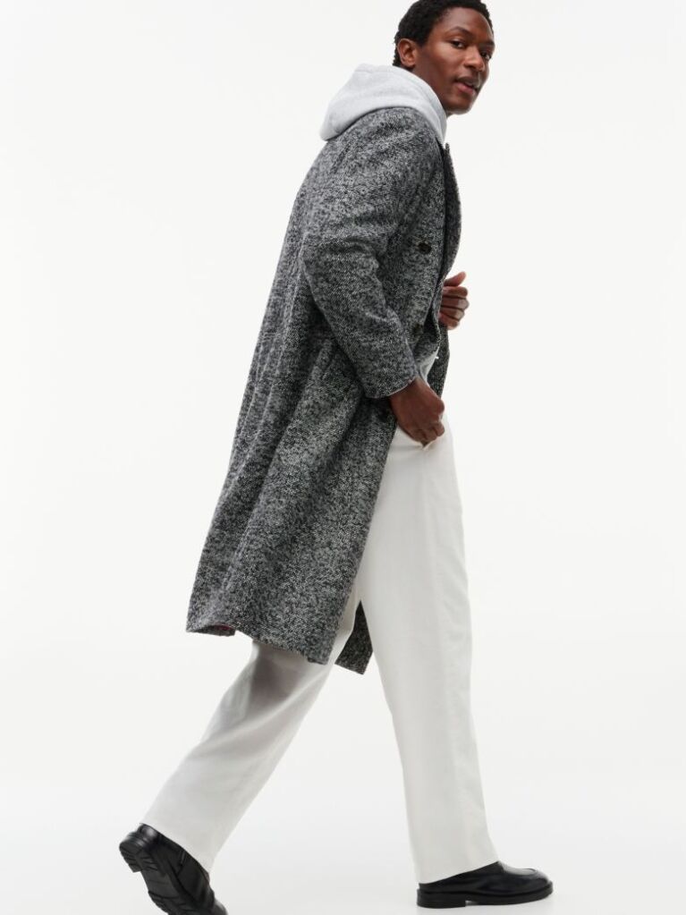 Grey New York Label Wool Blend Longline Coat  Men