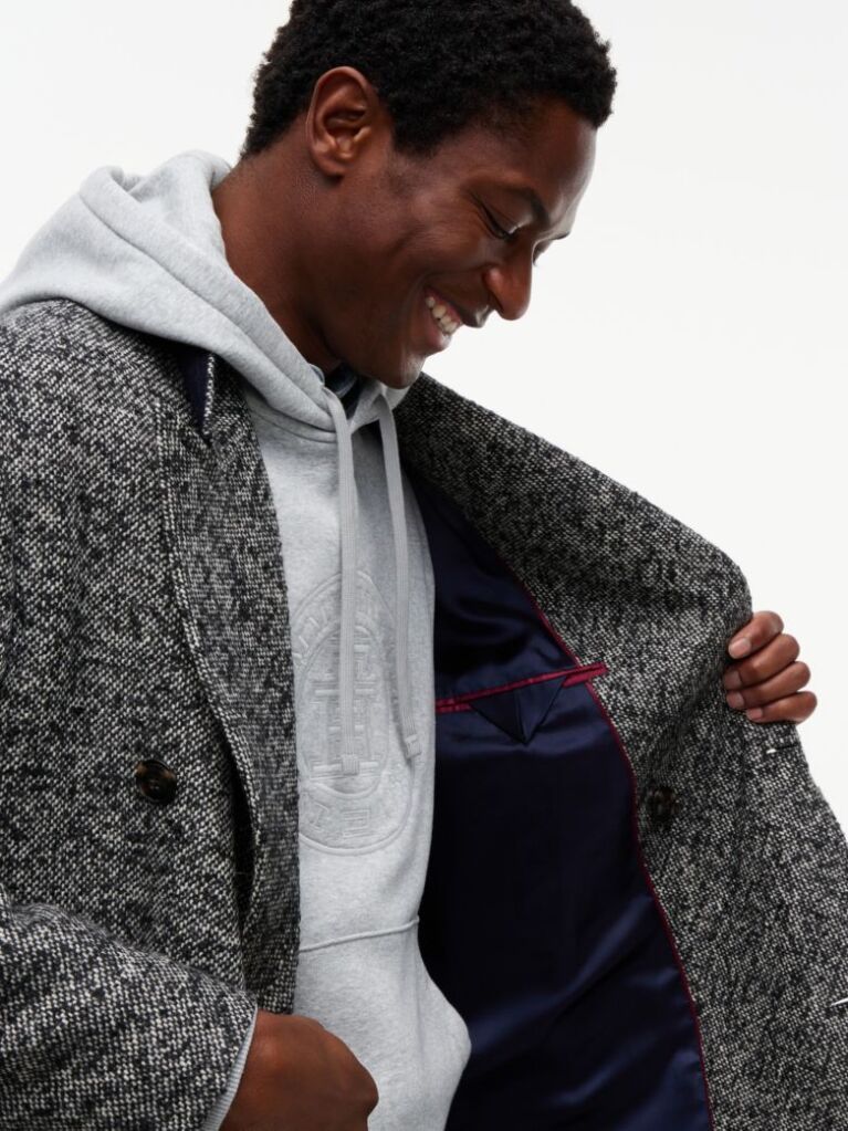 Grey New York Label Wool Blend Longline Coat  Men