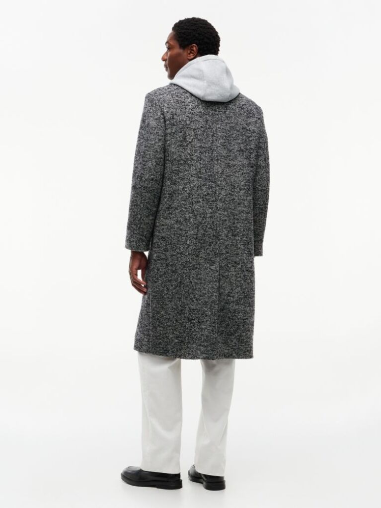 Grey New York Label Wool Blend Longline Coat  Men