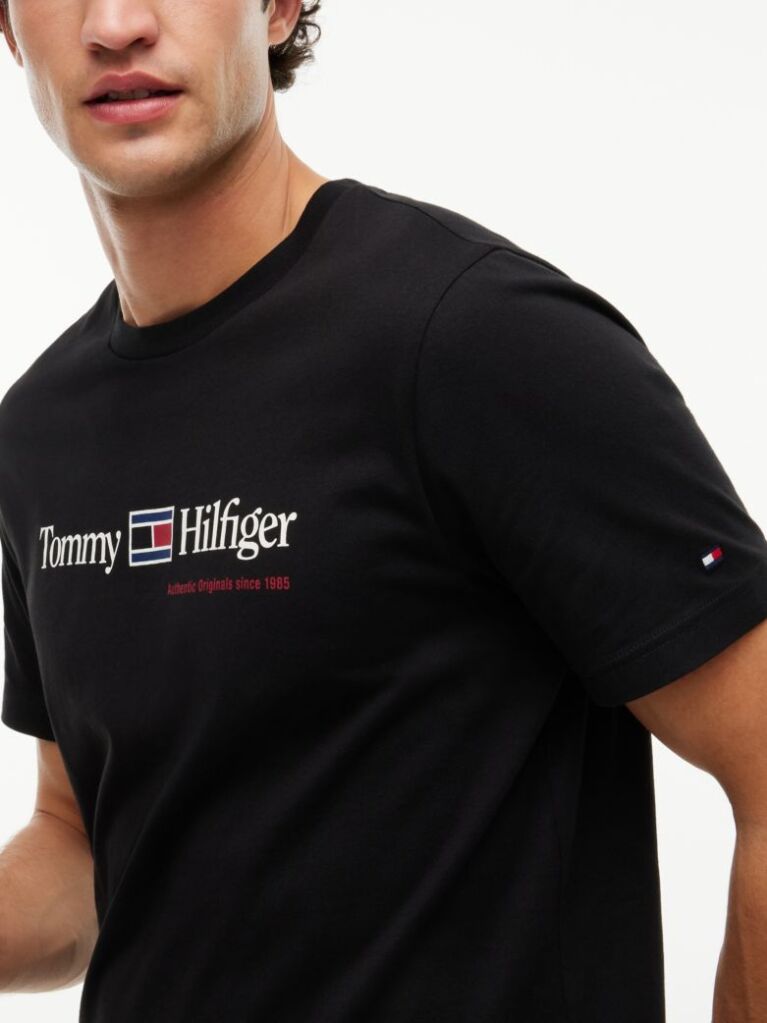 Black Logo Jersey Crew Neck T-Shirt  Men