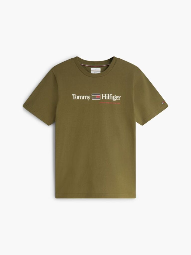 Πράσινο Βαμβακερό T-Shirt Με Λογότυπο Και Κλασική Λαιμόκοψη  Άνδρες