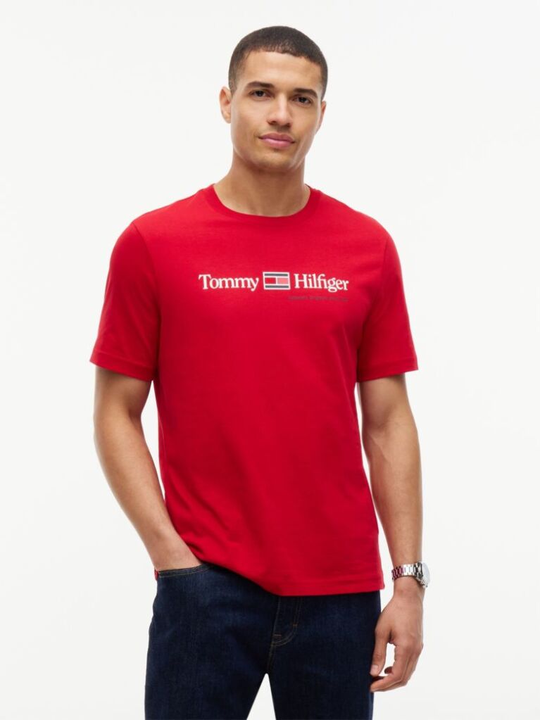 Red Logo Jersey Crew Neck T-Shirt  Men