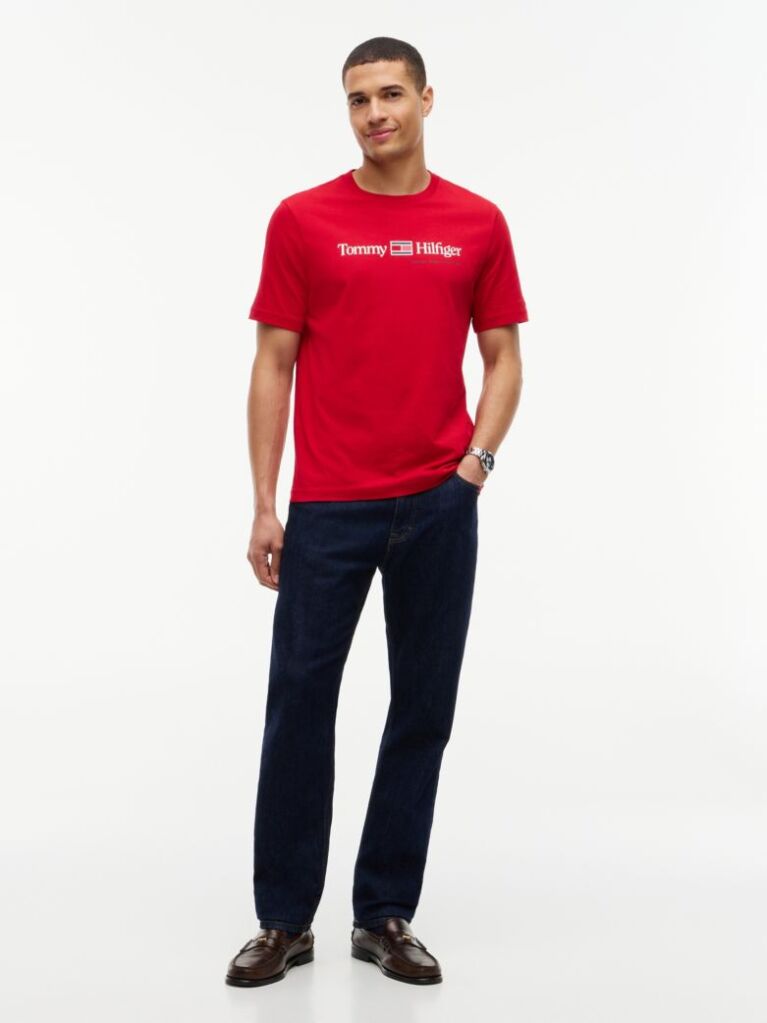 Red Logo Jersey Crew Neck T-Shirt  Men