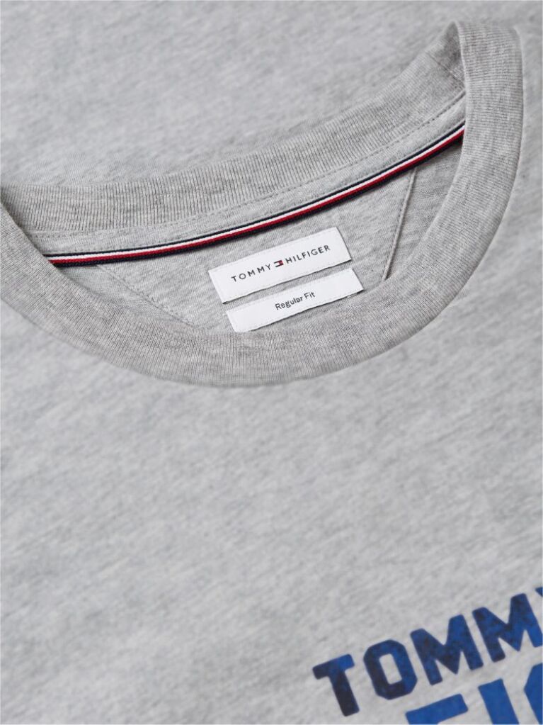 Grey Contrast Logo Crew Neck Jersey T-Shirt  Men