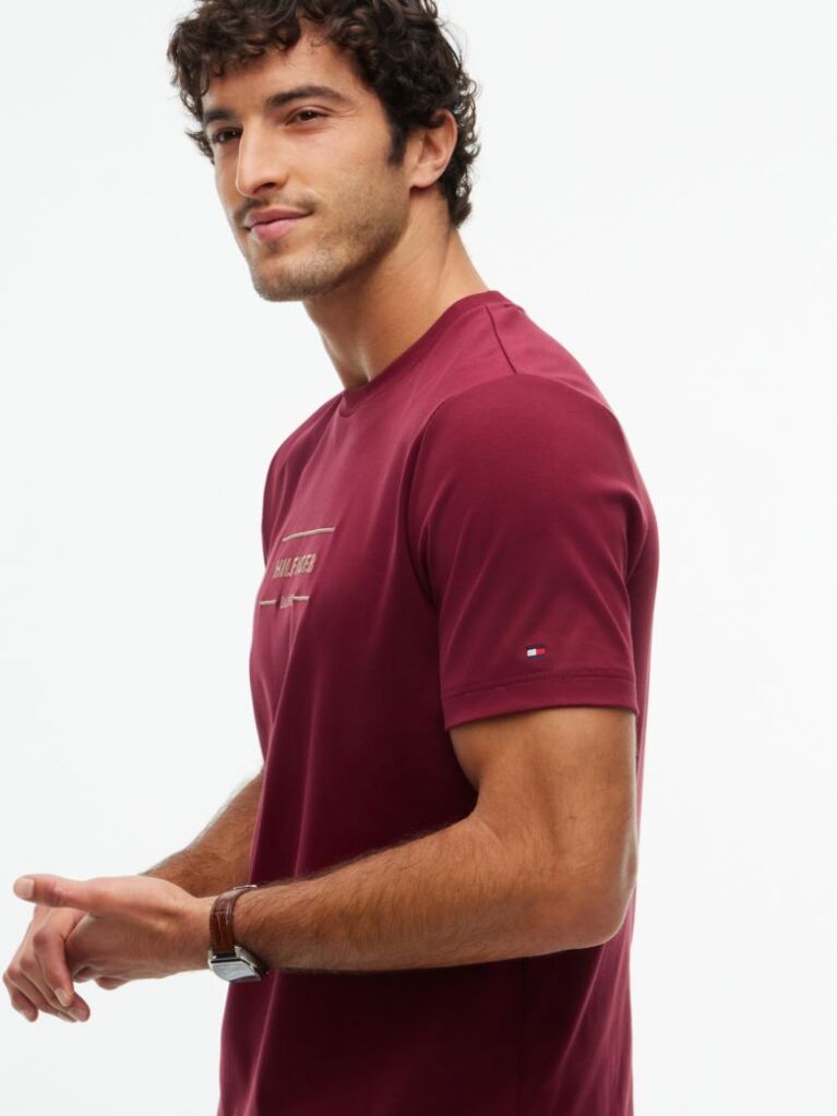 Red Logo Interlock Knit T-Shirt  Men