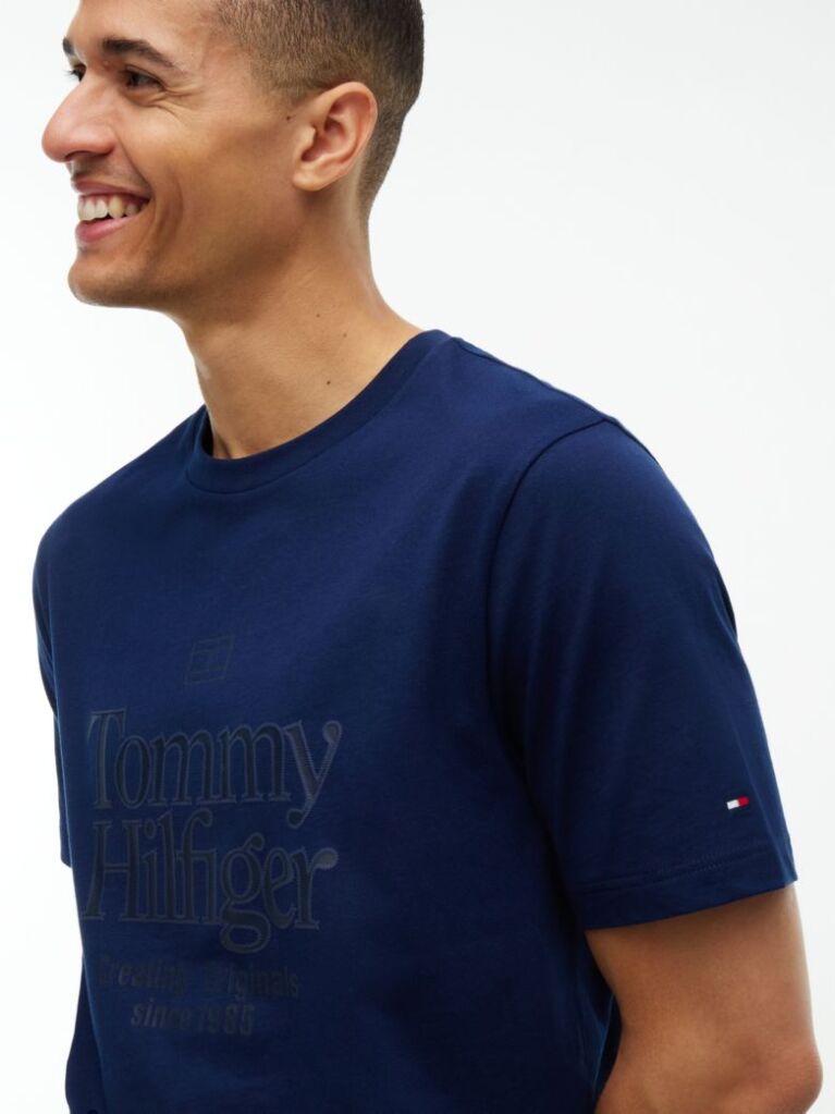 Blue Tonal Graphic Jersey T-Shirt  Men
